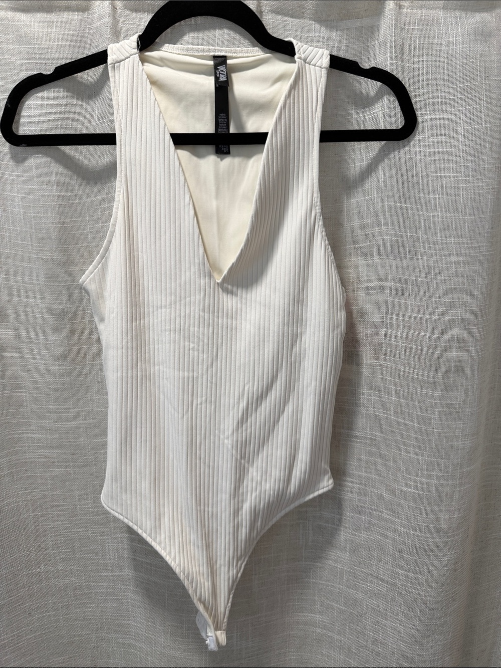 Victoria's Secret White Ribbed V-Neck Bodysuit